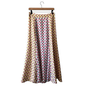 Olivia Palermo Geometric Print A-Line Midi Skirt Multicolor Size 8